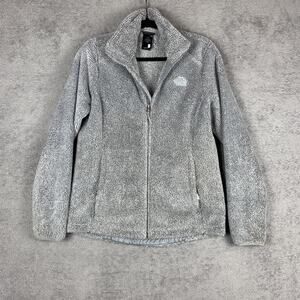 North Face Jacket Womens Medium Gray Osito Fleece Fuzzy Cozy Plush High Pile